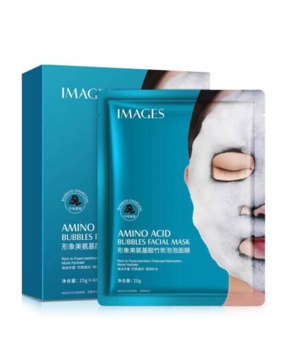 Тканинна бульбашкова маска для обличчя Images Amino Acid з бамбуковим вугіллям